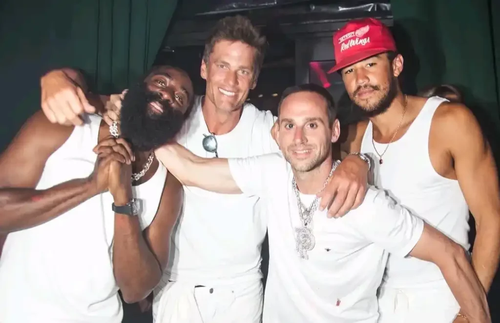 Tom Brady and other celebrity enjoying at Michael Rubin's Fourth of July Party in the Hamptons.