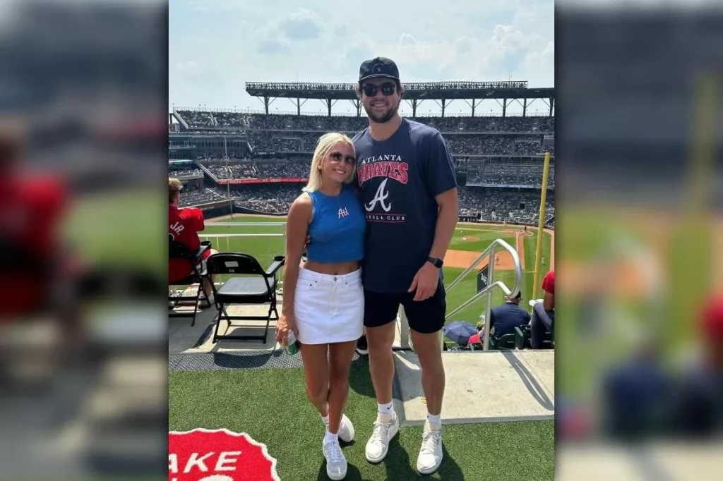 Jacob Eason with his wife in NFL feild