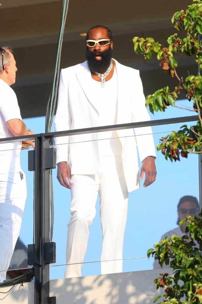 James Harden enjoying Michael Rubin's Fourth of July Party in the Hamptons.