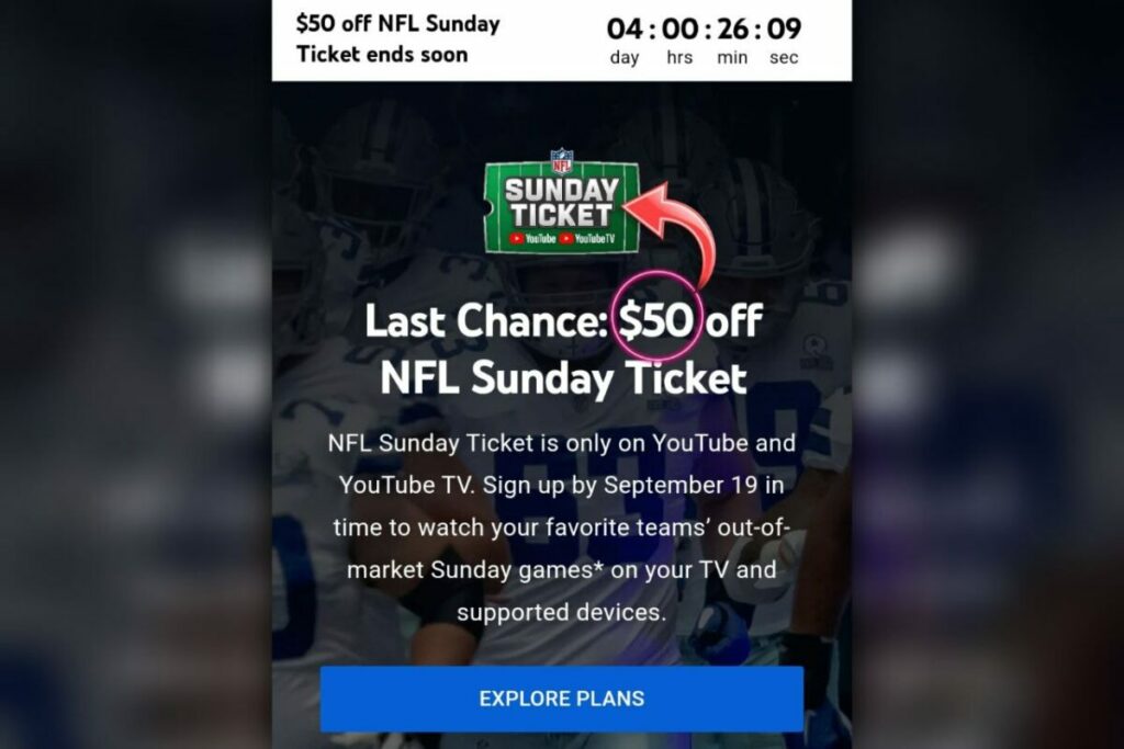 NFL sunday ticket discount