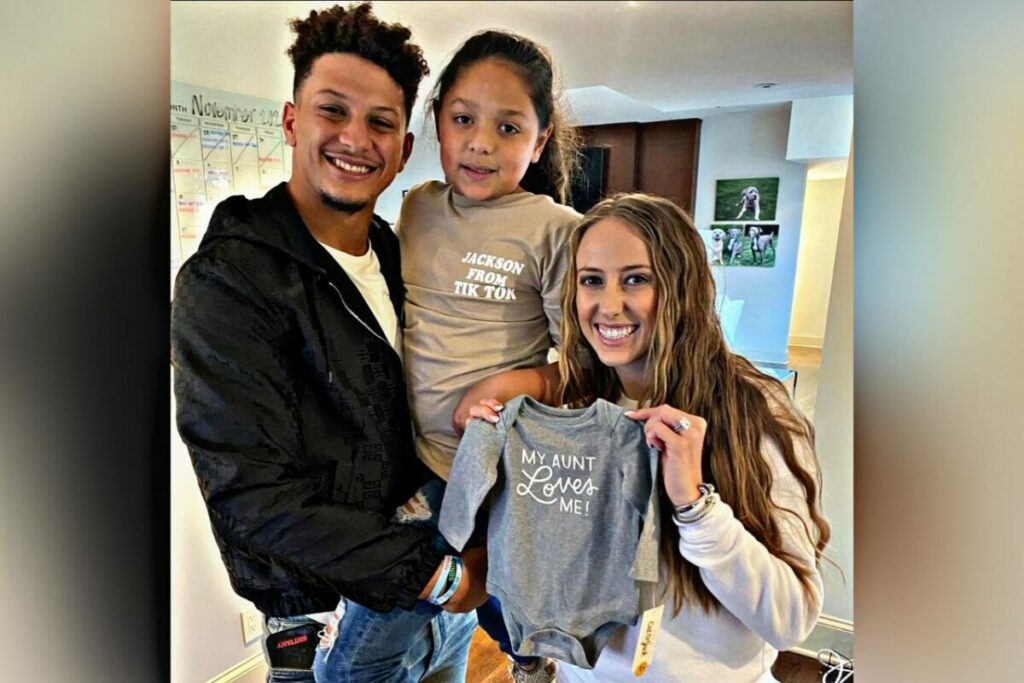 Britanny and Patrick Mahomes with his cute sister