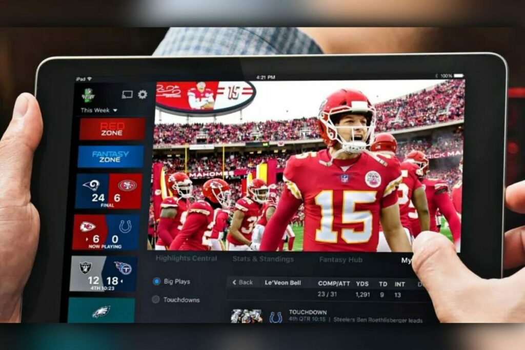 NFL Sunday ticket in tablet