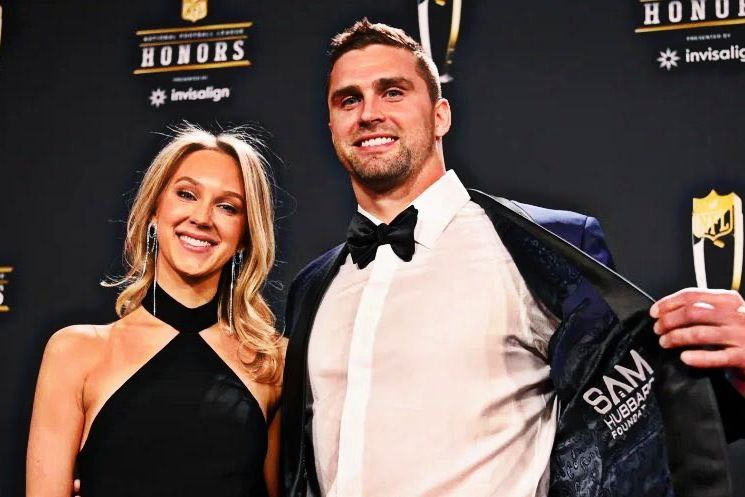 Sam and his girlfriend, Jess attending NFL honors.