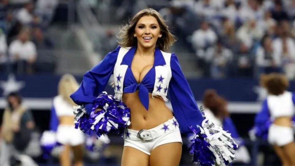 Dallas Cowboys cheerleader performing during the NFL game